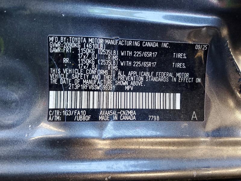 2025 Toyota Rav4 მანქანა იყიდება აუქციონზე, vin: 2T3P1RFV6SW599391, აუქციონის ნომერი: 49066786