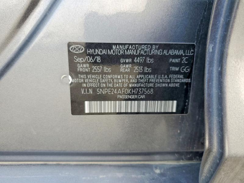 2019 Hyundai Sonata მანქანა იყიდება აუქციონზე, vin: 5NPE24AF0KH737568, აუქციონის ნომერი: 48528416