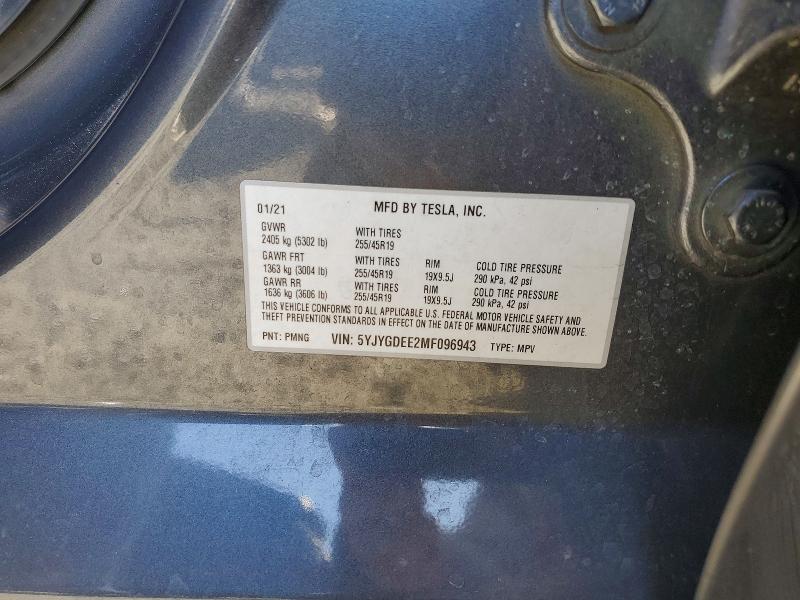 48680826 :رقم المزاد ، 5YJYGDEE2MF096943 vin ، 2021 Tesla Model Y مزاد بيع