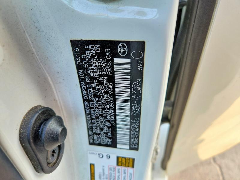 2016 Toyota Prius მანქანა იყიდება აუქციონზე, vin: JTDKARFU5G3519445, აუქციონის ნომერი: 50251466