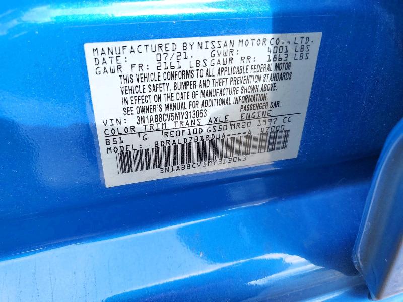 48496146 :رقم المزاد ، 3N1AB8CV5MY313063 vin ، 2021 Nissan Sentra مزاد بيع