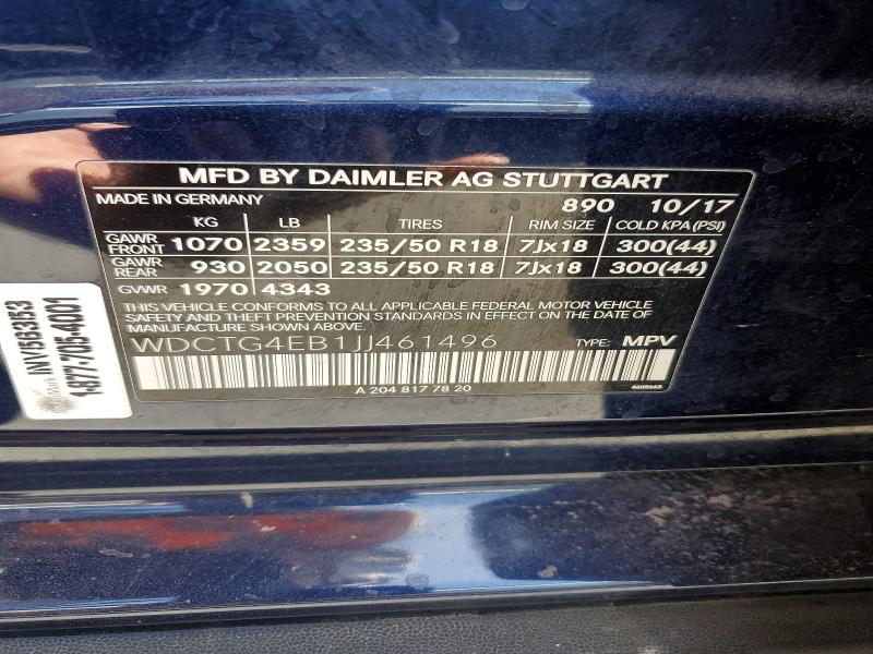 Продажа на аукционе авто 2018 Mercedes-benz Gla, vin: WDCTG4EB1JJ461496, номер лота: 51497146