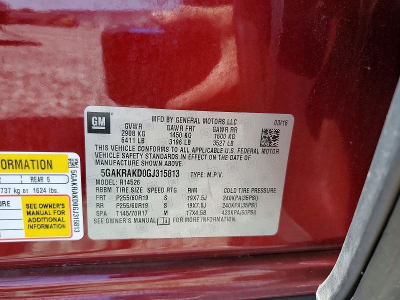 Aukcja sprzedaży 2016 Buick Enclave, vin: 5GAKRAKD0GJ315813, numer aukcji: 50613686