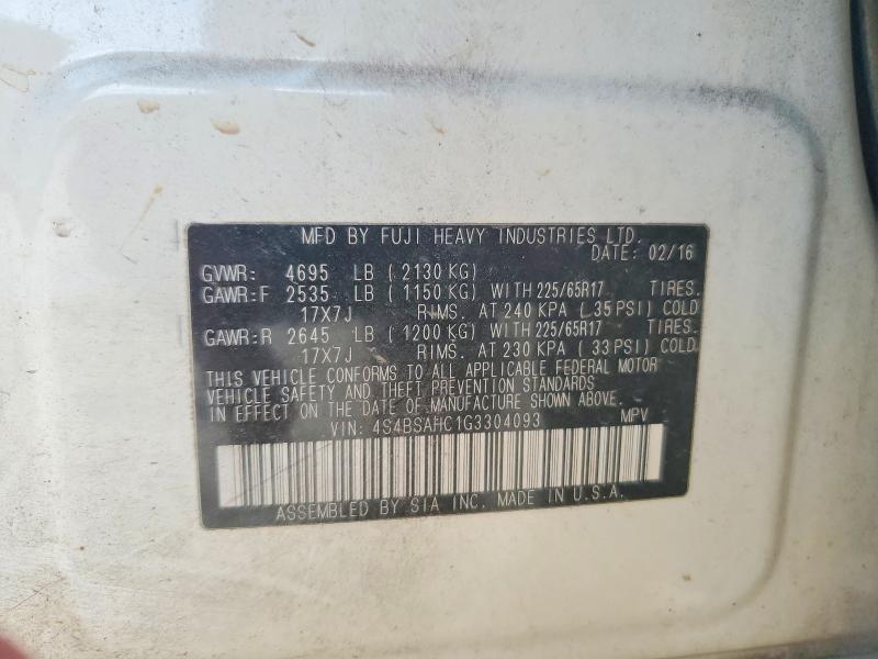 50715916 :رقم المزاد ، 4S4BSAHC1G3304093 vin ، 2016 Subaru Outback مزاد بيع