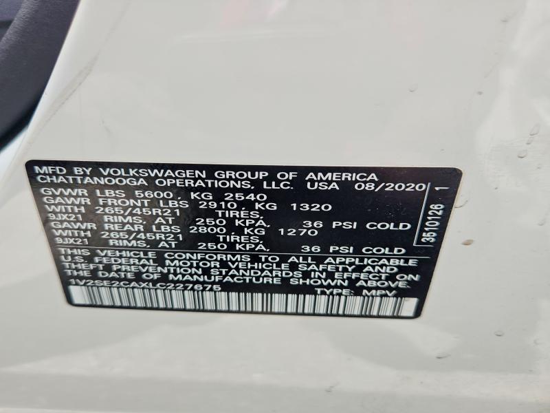 50525496 :رقم المزاد ، 1V2SE2CAXLC227675 vin ، 2020 Volkswagen Atlas Cross Sport مزاد بيع
