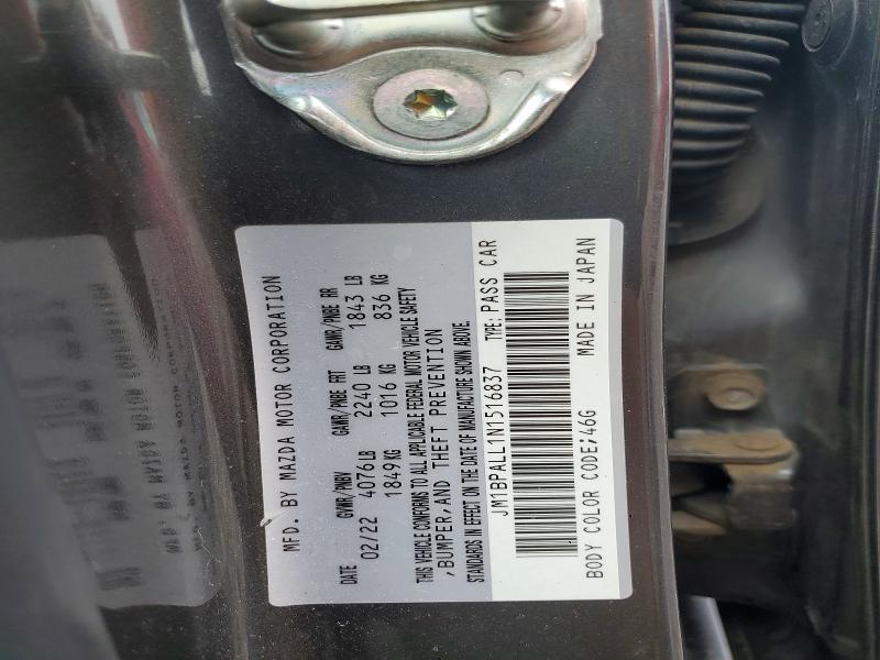 48451436 :رقم المزاد ، JM1BPALL1N1516837 vin ، 2022 Mazda 3 مزاد بيع