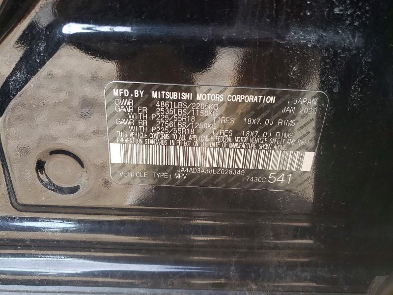 48843656 :رقم المزاد ، JA4AD3A38LZ028349 vin ، 2020 Mitsubishi Outlander مزاد بيع