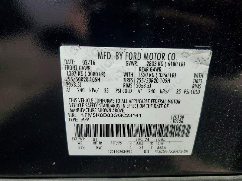 Aukcja sprzedaży 2016 Ford Explorer, vin: 1FM5K8D83GGC23161, numer aukcji: 51361176