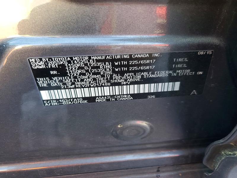 50066326 :رقم المزاد ، 2T3WFREV2FW217488 vin ، 2015 Toyota Rav4 مزاد بيع