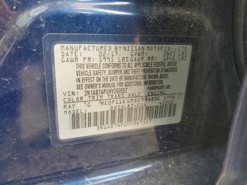 49112886 :رقم المزاد ، 3N1AB7AP0HY269557 vin ، 2017 Nissan Sentra مزاد بيع