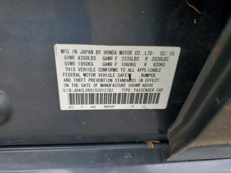 2005 Acura Tsx მანქანა იყიდება აუქციონზე, vin: JH4CL96815C012782, აუქციონის ნომერი: 51674396