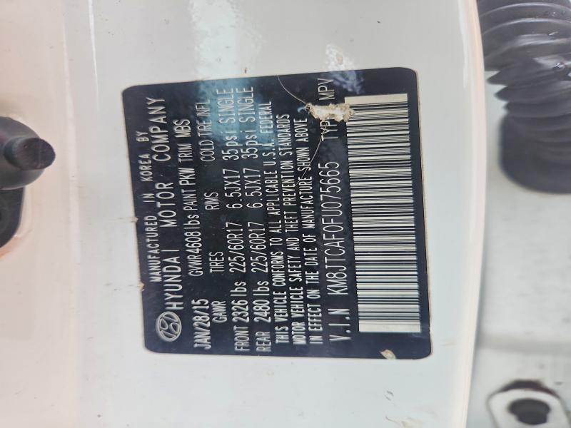 49672536 :رقم المزاد ، KM8JTCAF0FU075665 vin ، 2015 Hyundai Tucson مزاد بيع