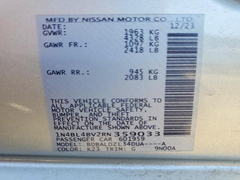 Продаж на аукціоні авто 2024 Nissan Altima, vin: 1N4BL4BV2RN359033, номер лоту: 51672416
