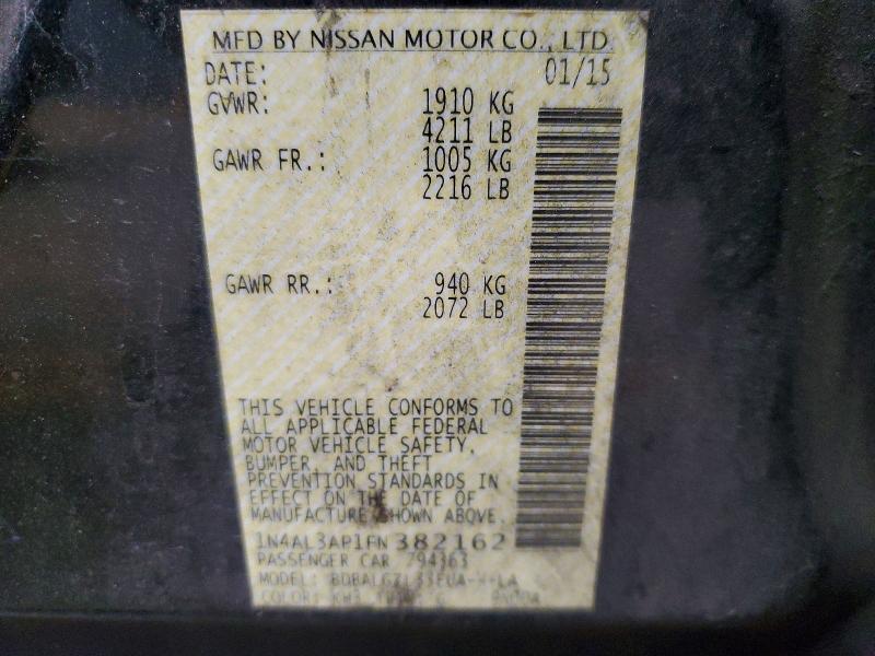 Продажа на аукционе авто 2015 Nissan Altima, vin: 1N4AL3AP1FN382162, номер лота: 50664466
