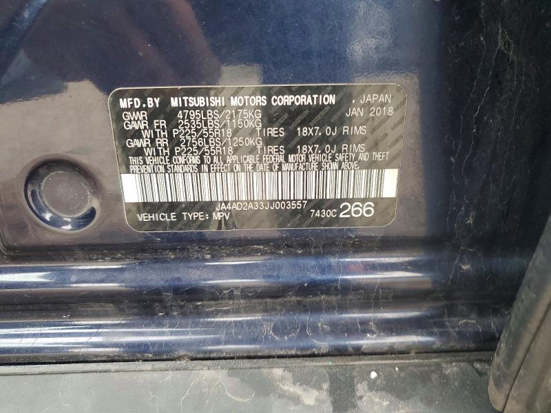 49419656 :رقم المزاد ، JA4AD2A33JJ003557 vin ، 2018 Mitsubishi Outlander مزاد بيع