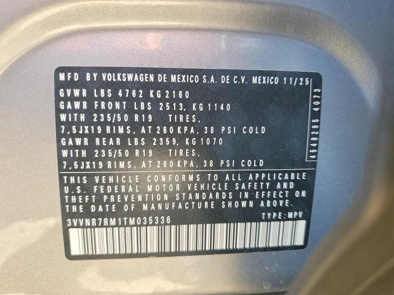 50492206 :رقم المزاد ، 3VVNR7RM1TM035336 vin ، 2026 Volkswagen Tiguan مزاد بيع