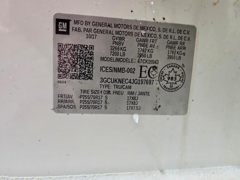 Aukcja sprzedaży 2018 Chevrolet Silverado, vin: 3GCUKNEC4JG197697, numer aukcji: 48825236