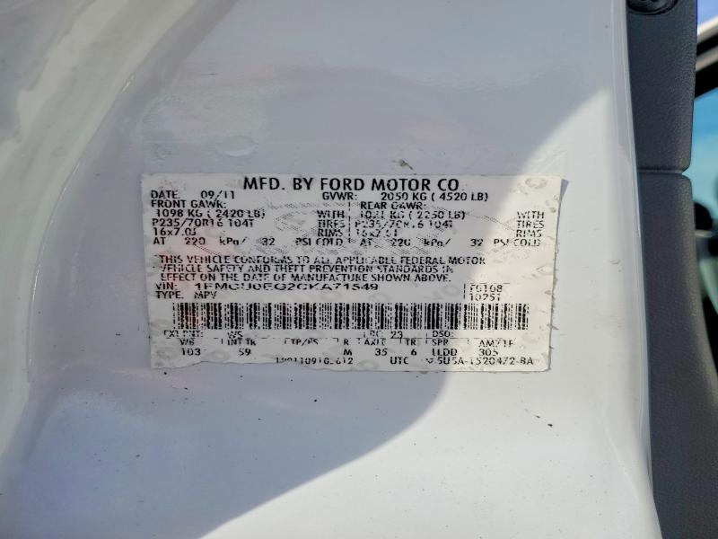 50497656 :رقم المزاد ، 1FMCU0EG2CKA71549 vin ، 2012 Ford Escape مزاد بيع