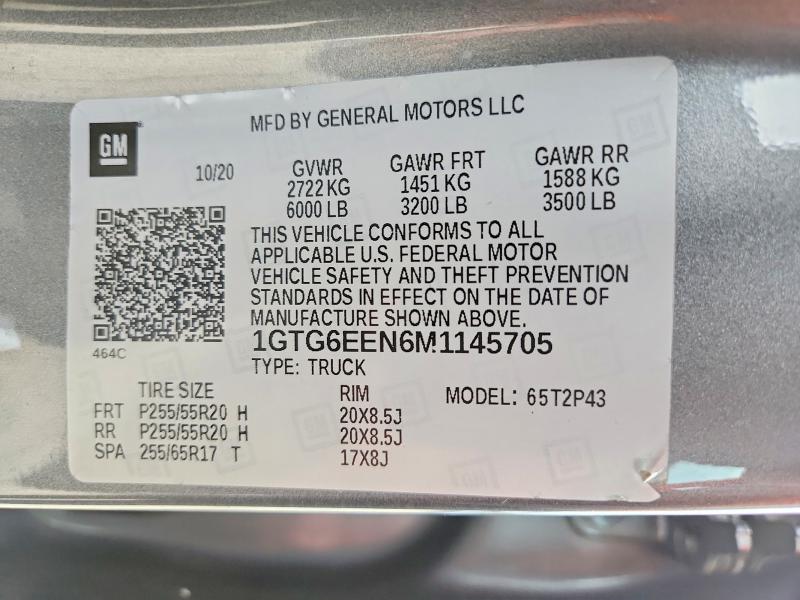47813506 :رقم المزاد ، 1GTG6EEN6M1145705 vin ، 2021 Gmc Canyon مزاد بيع