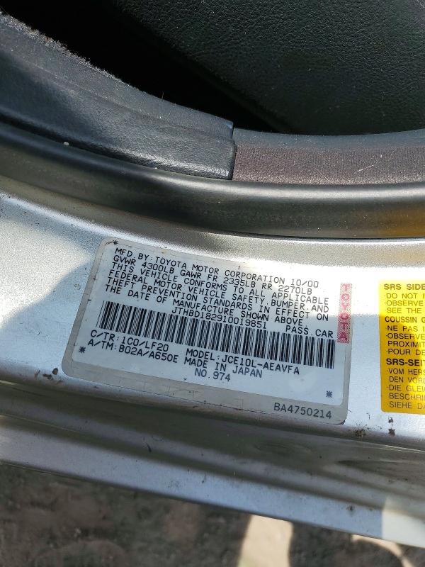 Aukcja sprzedaży 2001 Lexus Is 300, vin: JTHBD182910019851, numer aukcji: 49542616