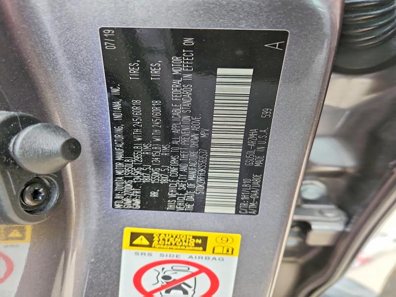 2019 Toyota Highlander მანქანა იყიდება აუქციონზე, vin: 5TDKZRFH3KS569537, აუქციონის ნომერი: 50248226