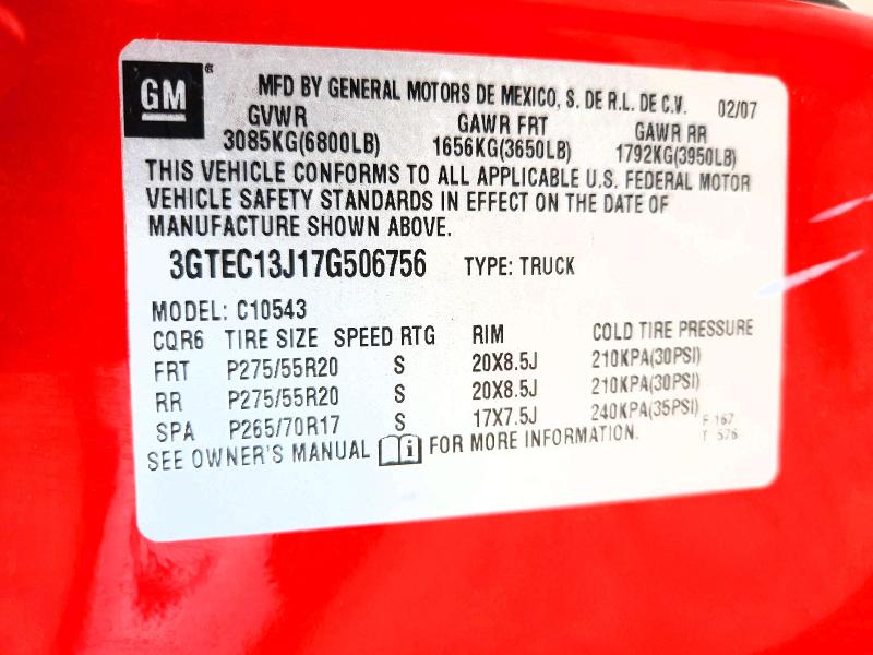 2007 Gmc New Sierra მანქანა იყიდება აუქციონზე, vin: 3GTEC13J17G506756, აუქციონის ნომერი: 49793766
