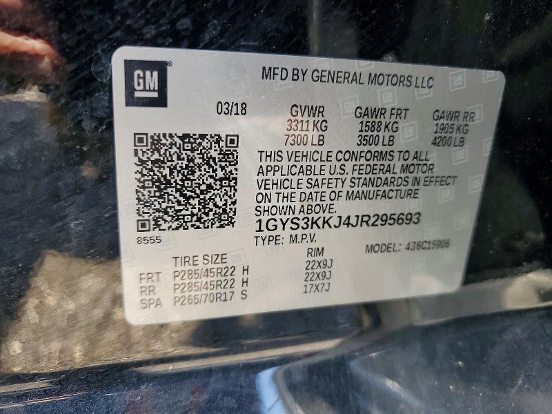 Aukcja sprzedaży 2018 Cadillac Escalade, vin: 1GYS3KKJ4JR295693, numer aukcji: 51176496
