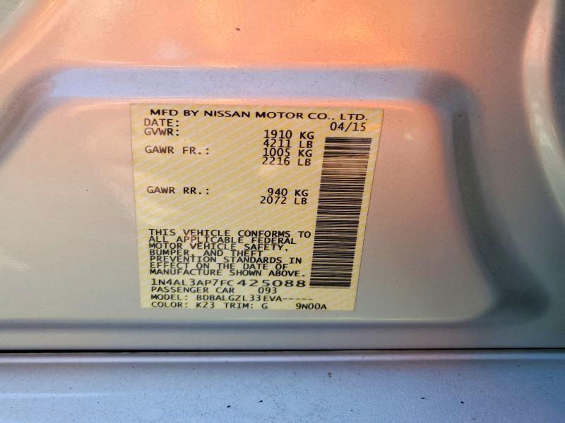Aukcja sprzedaży 2015 Nissan Altima, vin: 1N4AL3AP7FC425088, numer aukcji: 49496916