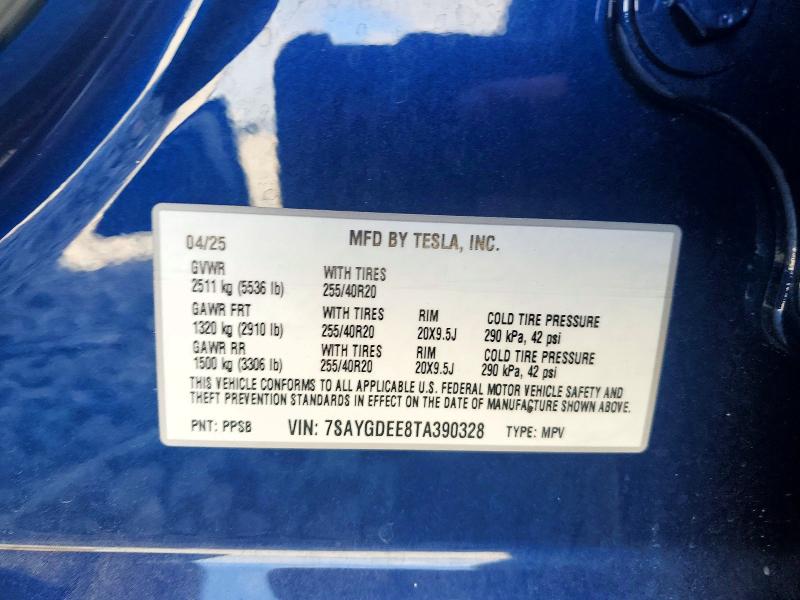 48788816 :رقم المزاد ، 7SAYGDEE8TA390328 vin ، 2026 Tesla Model Y مزاد بيع