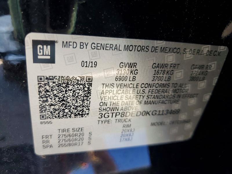 Aukcja sprzedaży 2019 Gmc Sierra, vin: 3GTP8DED0KG113469, numer aukcji: 49365746