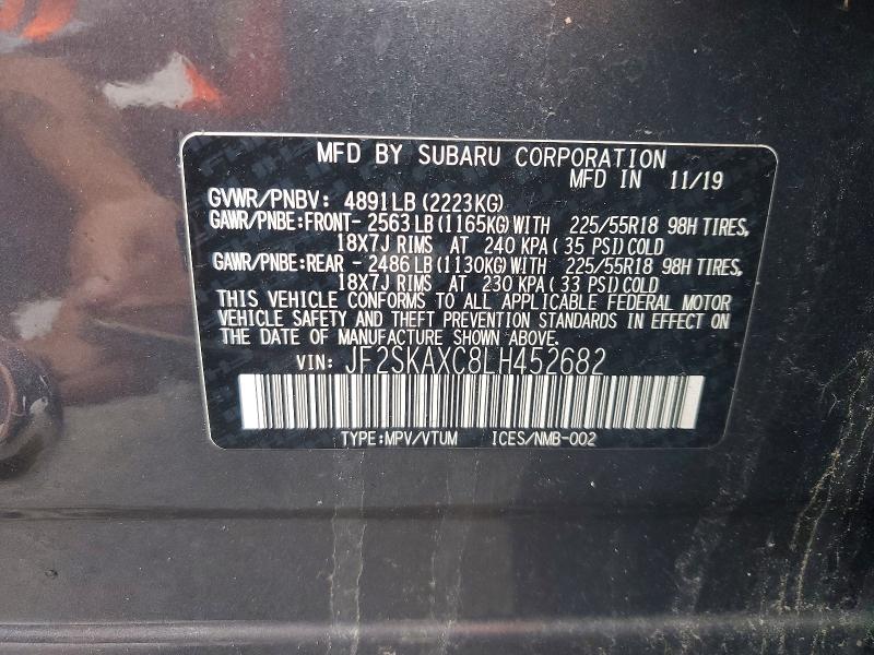 Aukcja sprzedaży 2020 Subaru Forester, vin: JF2SKAXC8LH452682, numer aukcji: 51638096