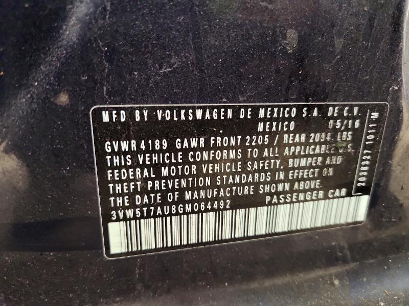 Aukcja sprzedaży 2016 Volkswagen Gti, vin: 3VW5T7AU8GM064492, numer aukcji: 48439456