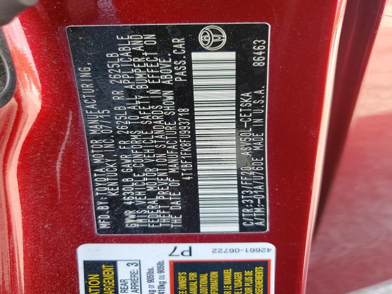Aukcja sprzedaży 2015 Toyota Camry, vin: 4T1BF1FK8FU993718, numer aukcji: 48510166