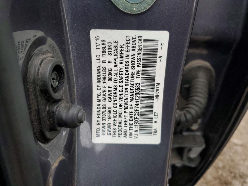 Aukcja sprzedaży 2017 Honda Civic, vin: 19XFC2F74HE205583, numer aukcji: 48305746