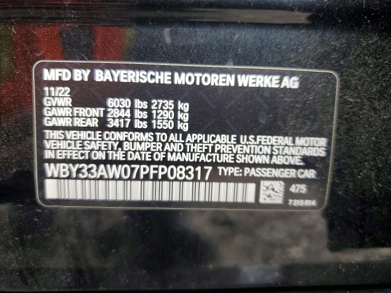 Aukcja sprzedaży 2023 Bmw I4, vin: WBY33AW07PFP08317, numer aukcji: 49570806
