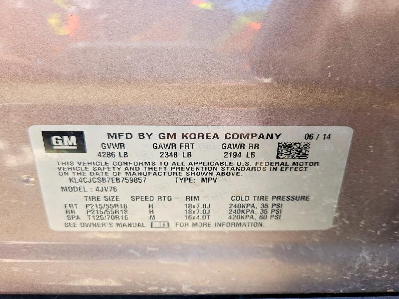 Aukcja sprzedaży 2014 Buick Encore, vin: KL4CJCSB7EB759857, numer aukcji: 50332186