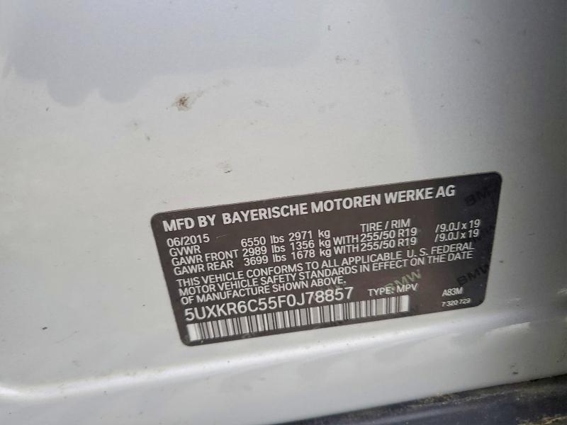 49776116 :رقم المزاد ، 5UXKR6C55F0J78857 vin ، 2015 Bmw X5 مزاد بيع
