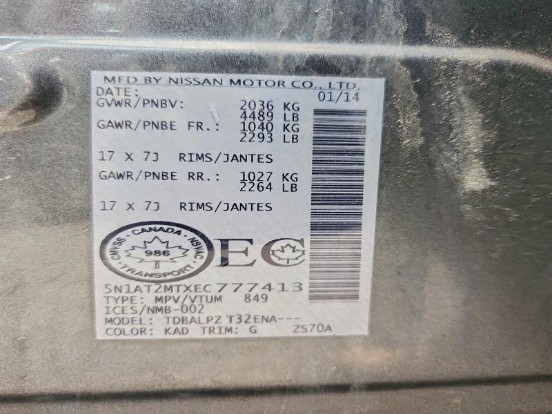 Aukcja sprzedaży 2014 Nissan Rogue, vin: 5N1AT2MTXEC777413, numer aukcji: 49897256