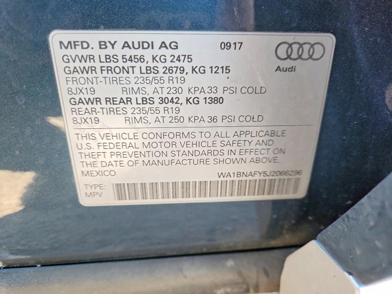 Продажа на аукционе авто 2018 Audi Q5, vin: WA1BNAFY5J2066296, номер лота: 49209506