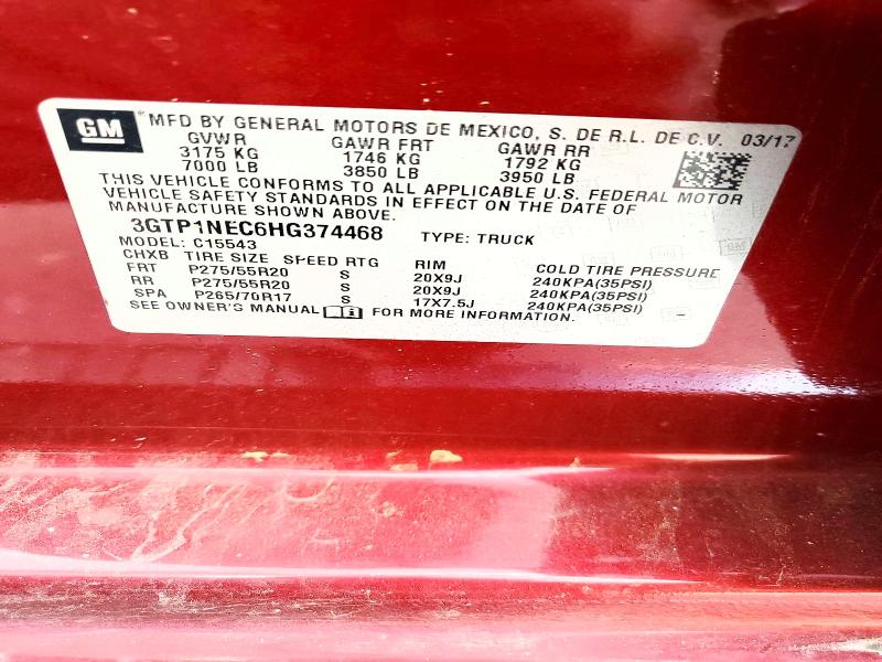 Продаж на аукціоні авто 2017 Gmc Sierra, vin: 3GTP1NEC6HG374468, номер лоту: 48518996