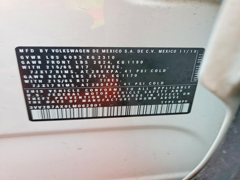 47927866 :رقم المزاد ، 3VV2B7AX9LM062801 vin ، 2020 Volkswagen Tiguan مزاد بيع