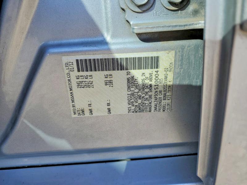 Aukcja sprzedaży 2012 Nissan Altima, vin: 1N4AL2AP3CN510004, numer aukcji: 51655406