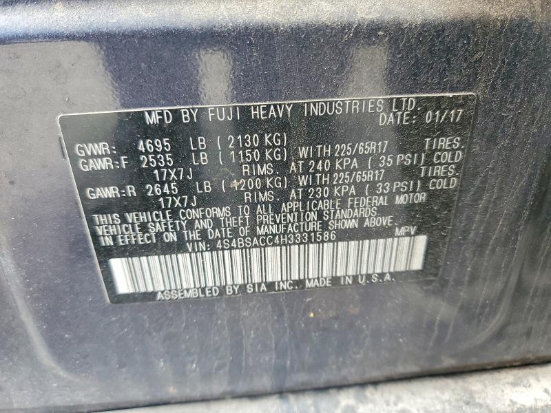 Aukcja sprzedaży 2017 Subaru Outback, vin: 4S4BSACC4H3331586, numer aukcji: 51927456