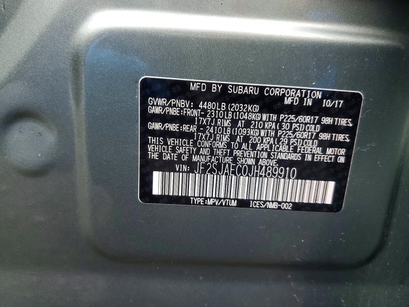 Продажа на аукционе авто 2018 Subaru Forester, vin: JF2SJAEC0JH489910, номер лота: 51851436
