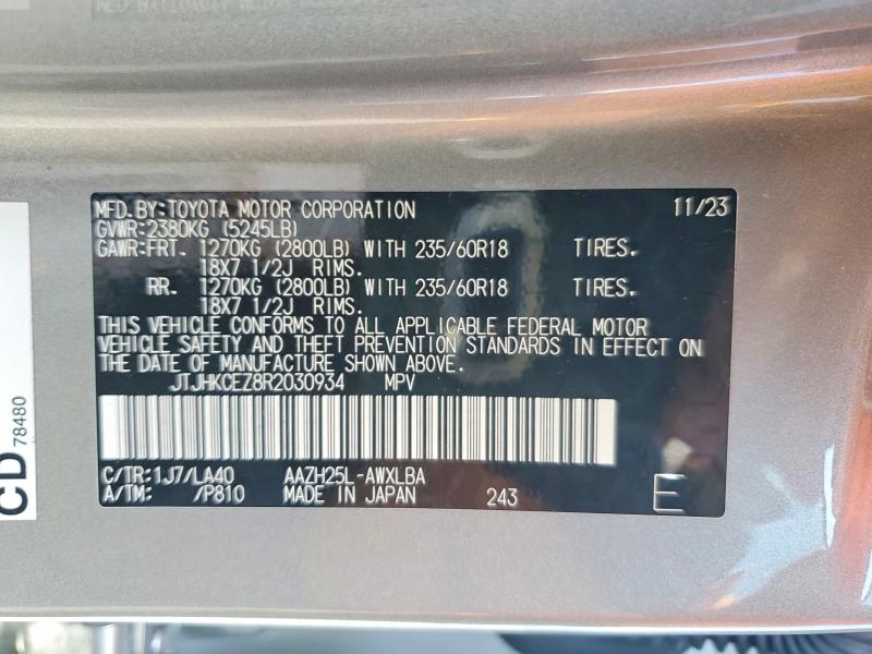 Aukcja sprzedaży 2024 Lexus Nx 350h, vin: JTJHKCEZ8R2030934, numer aukcji: 50665226