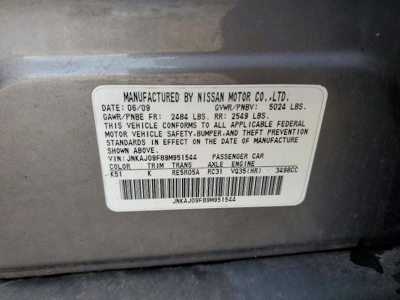Продажа на аукционе авто 2009 Infiniti Ex35, vin: JNKAJ09F89M951544, номер лота: 49566486