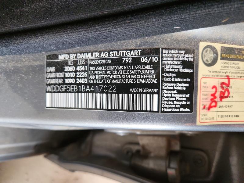 Aukcja sprzedaży 2011 Mercedes-benz C, vin: WDDGF5EB1BA417022, numer aukcji: 50939036