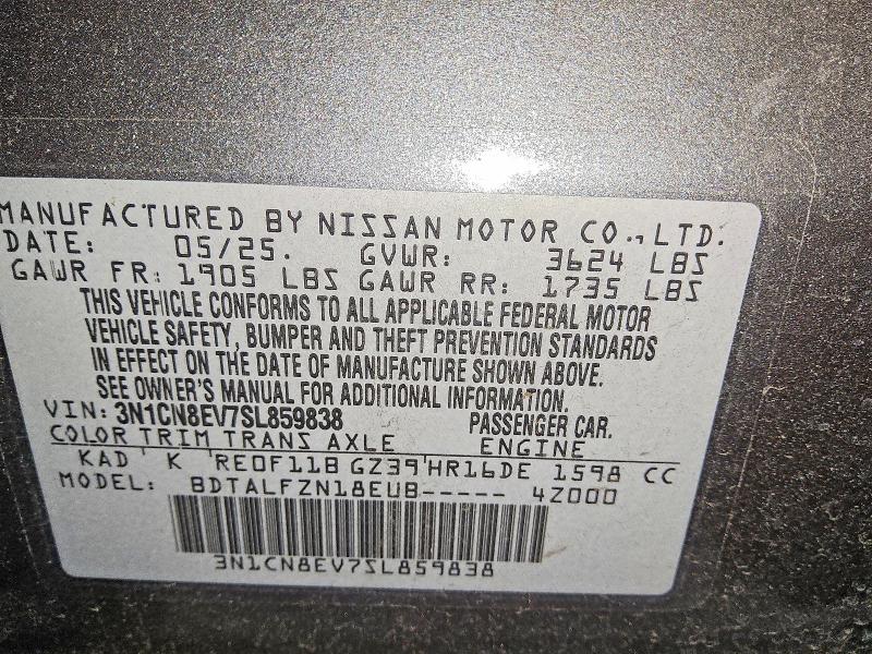 50135606 :رقم المزاد ، 3N1CN8EV7SL859838 vin ، 2025 Nissan Versa مزاد بيع