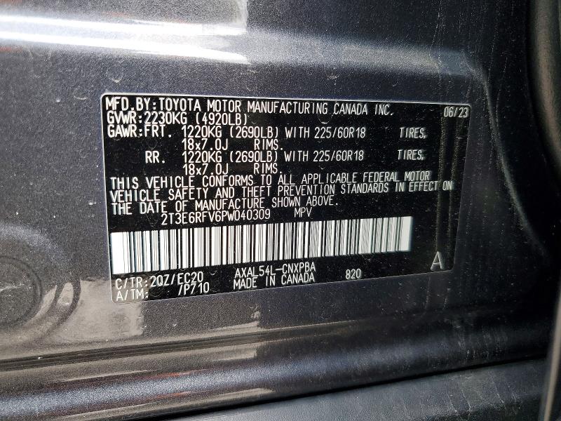 51128376 :رقم المزاد ، 2T3E6RFV6PW040309 vin ، 2023 Toyota Rav4 مزاد بيع