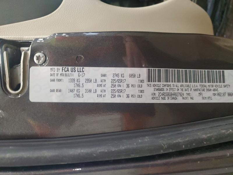 51177266 :رقم المزاد ، 2C4RDGBG8HR827924 vin ، 2017 Dodge Grand Caravan مزاد بيع
